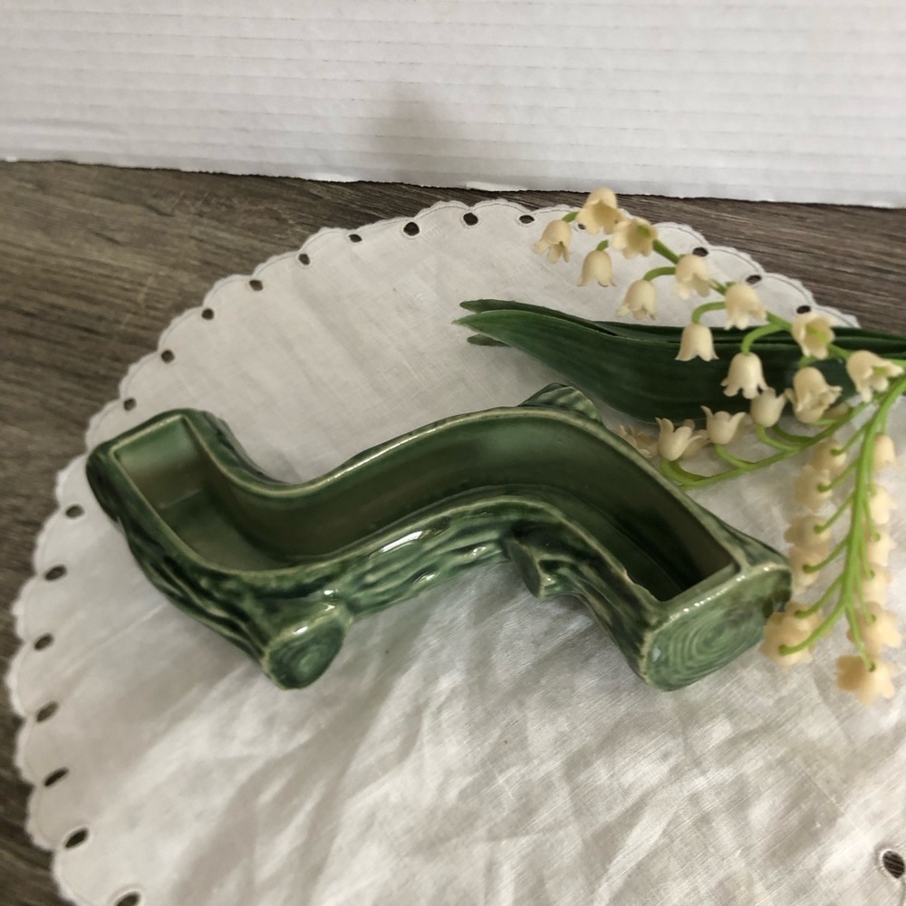 Vtg Wade England Green Mini Ceramic Log Planter